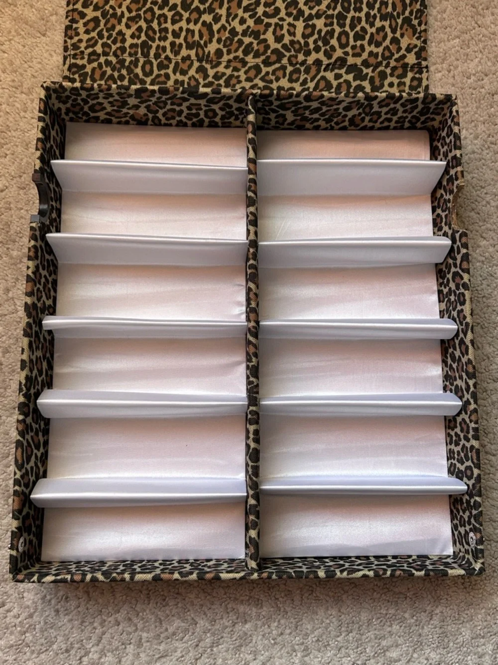 Babett 12-Compartment Eyeglass Storage Display Case Box Leopard Print OS